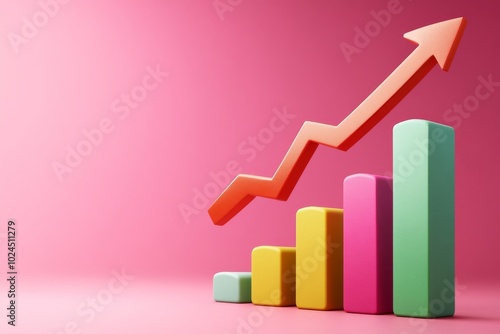 Free Download A vibrant, modern bar chart on a pink background illustrates growth and success. - GFXLoad