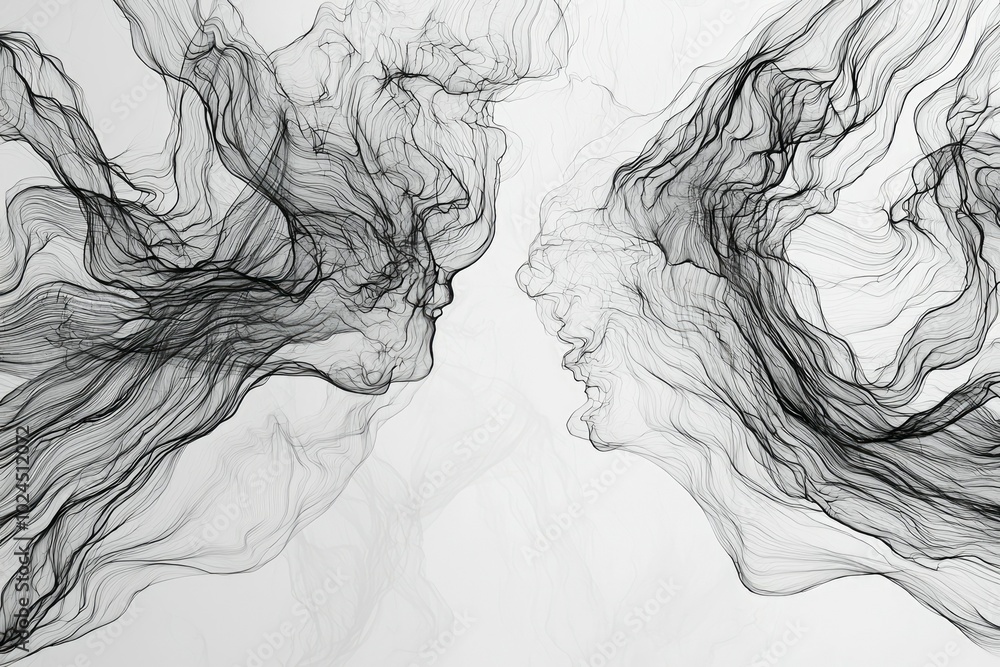 Fototapeta premium Abstract Black Line Art of Intertwined Forms