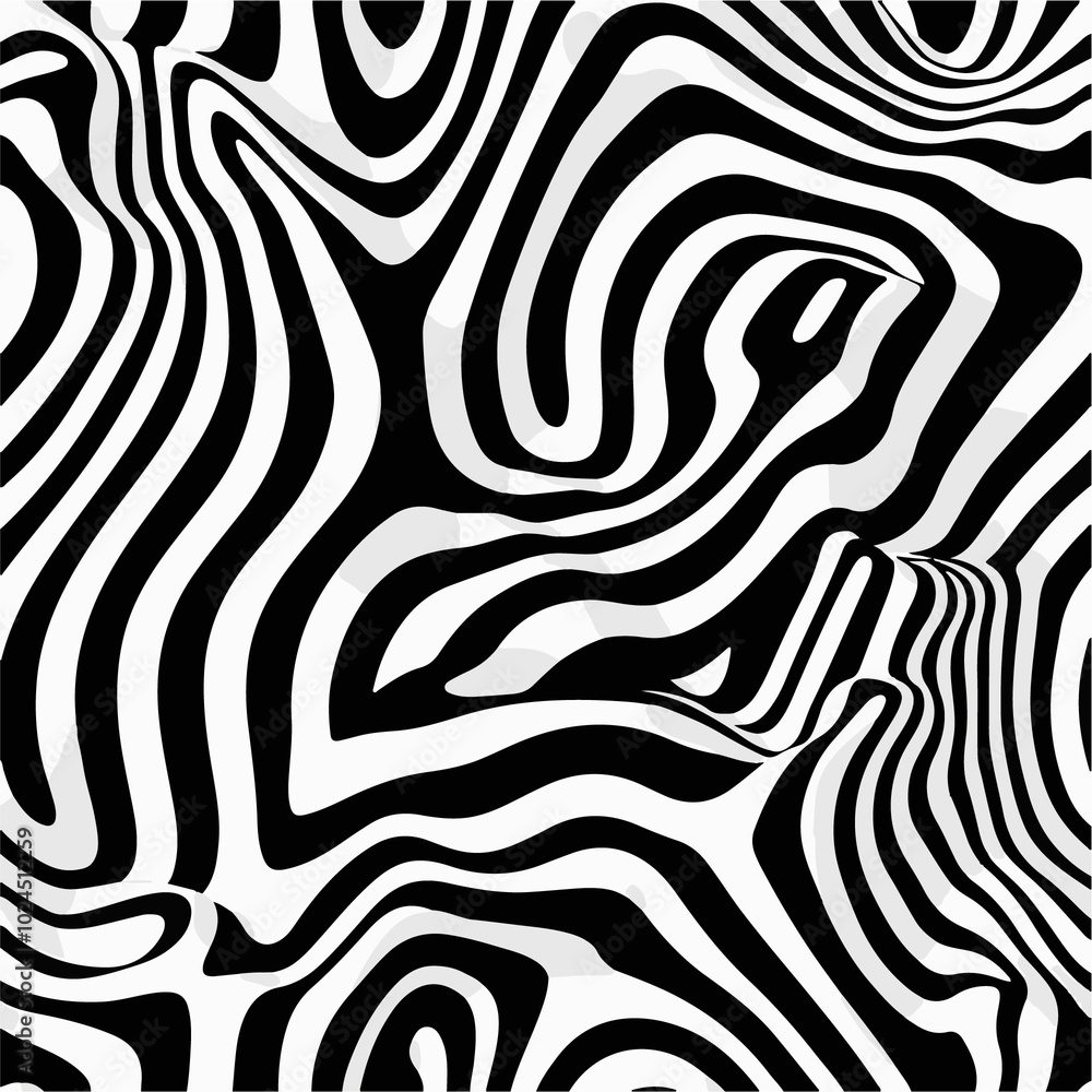 Abstract black and white optical illusion pattern with wavy stripes. Perfect for backgrounds, graphic design, posters, and modern art projects. High contrast design, trendy and visually captivating.
Abstract black and white optical illusion pattern with wavy stripes. Perfect for backgrounds, graphic design, posters, and modern art projects. High contrast design, trendy and visually captivating.