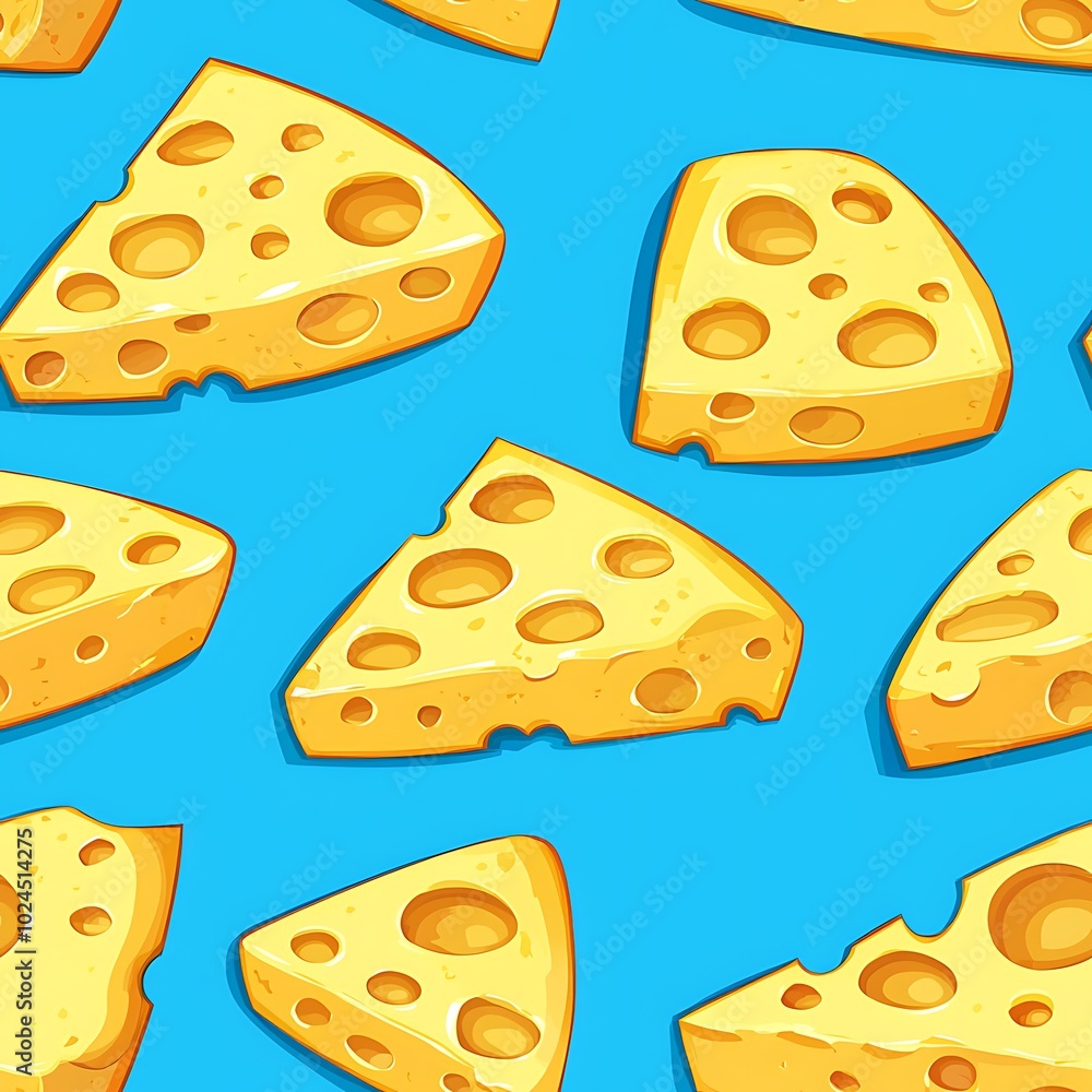 A seamless pattern of cartoon cheese slices A seamless pattern of cartoon cheese slices