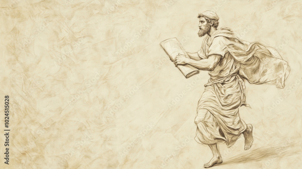 Fototapeta premium Baruch runs from the palace with a look of determination