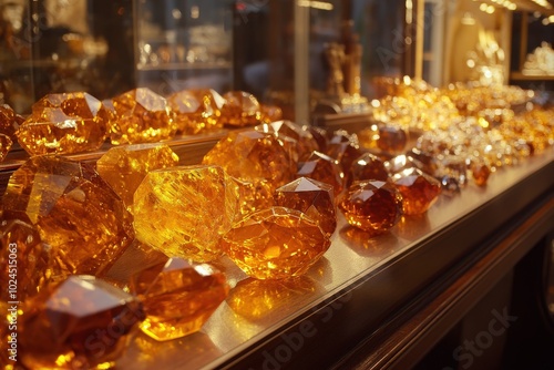 Amber Jewelry Counter: Luxury Amber Necklace Display in Diamond Store