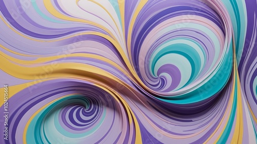 Vibrant Swirling Abstract with Lavender, Cyan, MistyRose, and Gold