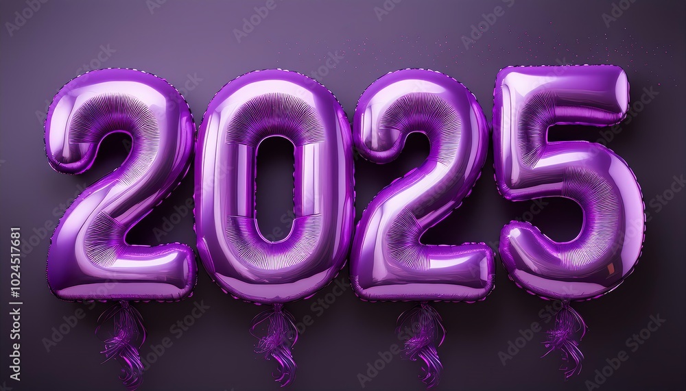 A vibrant display of purple balloons forming the numbers 
