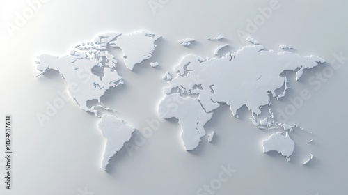 White 3D World Map.