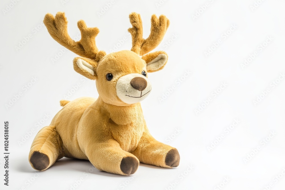 An image of Rudolph the Red-nosed Reindeer smiling against a white snowy background depicts a Christmas scene An image of Rudolph the Red-nosed Reindeer smiling against a white snowy background depicts a Christmas scene