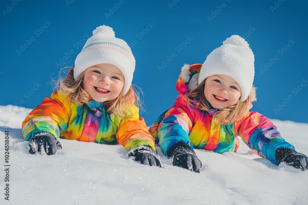 Winter holidays with two best girlfriends lying in the snow. Winter holidays with two best girlfriends lying in the snow.