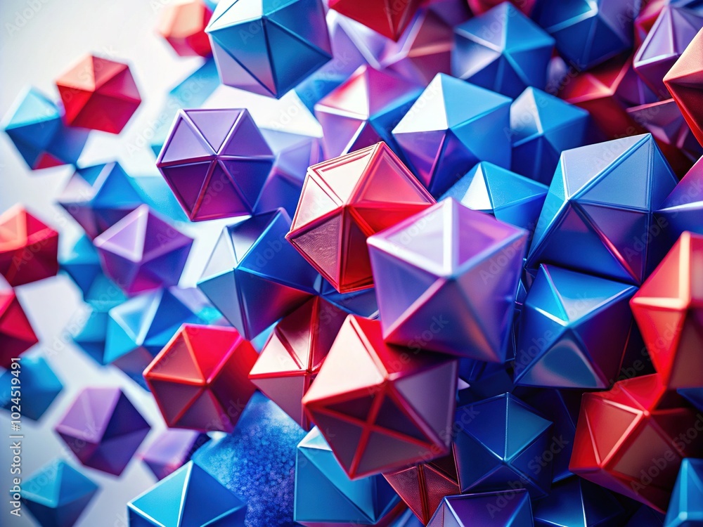 Dynamic Geometric Shapes in Blue, Violet, and Red on White Background - Futuristic Abstract Design for Banners and Stickers Dynamic Geometric Shapes in Blue, Violet, and Red on White Background - Futuristic Abstract Design for Banners and Stickers
