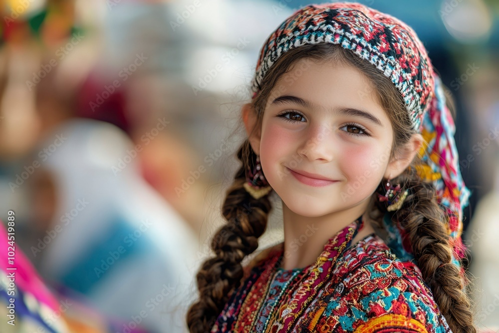 Portrait of a Young Girl with Braids and Traditional Headscarf Portrait of a Young Girl with Braids and Traditional Headscarf
