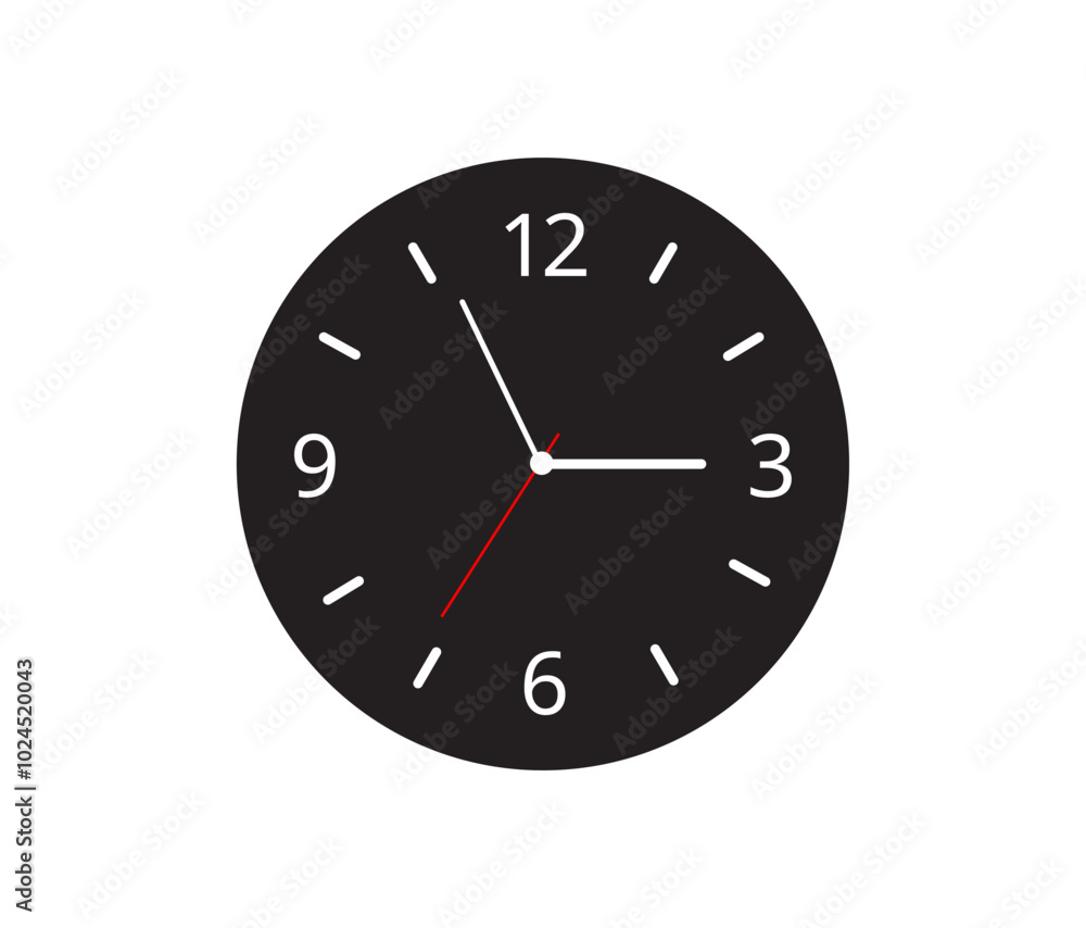 Wall clock. Simple wall clock. Minimalist watch. Classic design wall clock. Analog clock. Vector illustration Wall clock. Simple wall clock. Minimalist watch. Classic design wall clock. Analog clock. Vector illustration