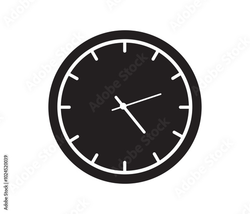 Wall clock. Simple wall clock. Minimalist watch. Classic design wall clock. Analog clock. Vector illustration