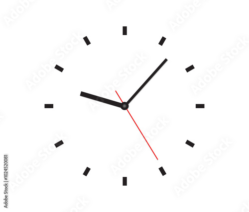 Wall clock. Simple wall clock. Minimalist watch. Classic design wall clock. Analog clock. Vector illustration