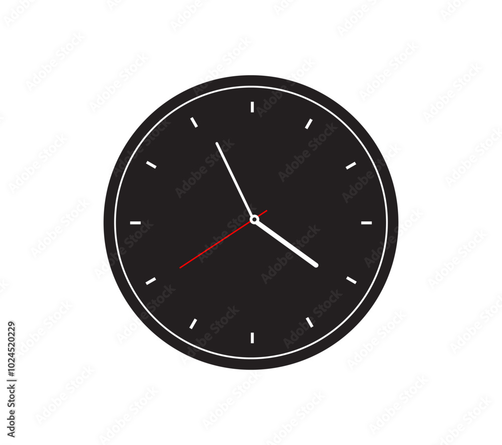 Wall clock. Simple wall clock. Minimalist watch. Classic design wall clock. Analog clock. Vector illustration Wall clock. Simple wall clock. Minimalist watch. Classic design wall clock. Analog clock. Vector illustration