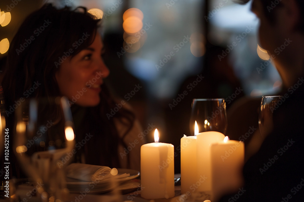 Beautiful dramatic scene of romantic dinner happy couple in love celebrating bonding, Generative AI Beautiful dramatic scene of romantic dinner happy couple in love celebrating bonding, Generative AI