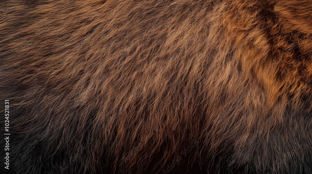 Textured fur of wild animal, deep brown shades with natural highlights, dense and luxurious pelt, high-resolution close-up for design and artistic projects Textured fur of wild animal, deep brown shades with natural highlights, dense and luxurious pelt, high-resolution close-up for design and artistic projects