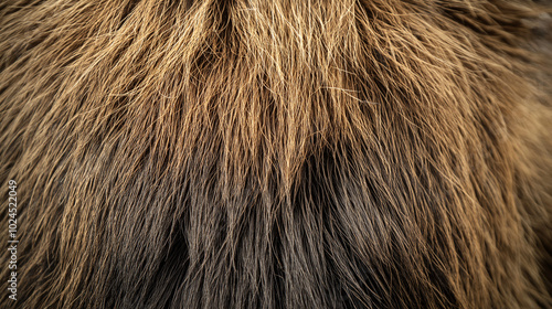 Dark brown fur texture with warm highlights, close-up of natural animal pelt, soft and dense texture, perfect for backgrounds and design projects