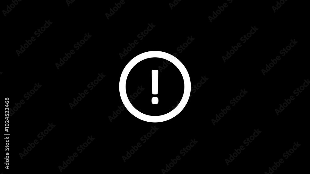 Animated Warning sign Icon. Transparent background. 4K animated on black background. Animated Warning sign Icon. Transparent background. 4K animated on black background.
