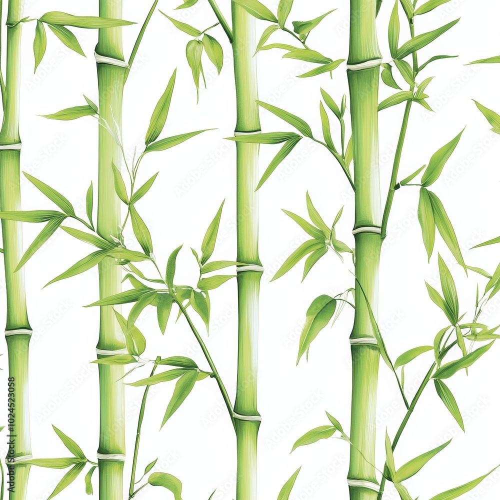 Obraz premium Seamless pattern of green bamboo shoots and stalks,