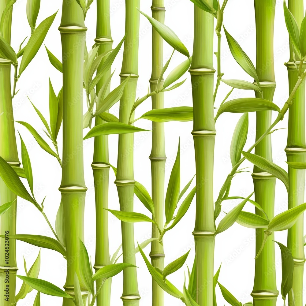 Seamless pattern of green bamboo shoots and stalks, Seamless pattern of green bamboo shoots and stalks,