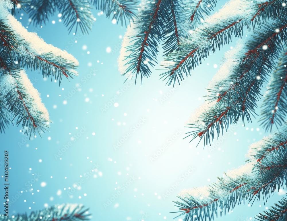 Winter forest snowfall with fir trees covered in snow and snowdrifts. Merry Christmas and joyous New Year greeting background with copy space. Winter fairytale. Winter forest snowfall with fir trees covered in snow and snowdrifts. Merry Christmas and joyous New Year greeting background with copy space. Winter fairytale.