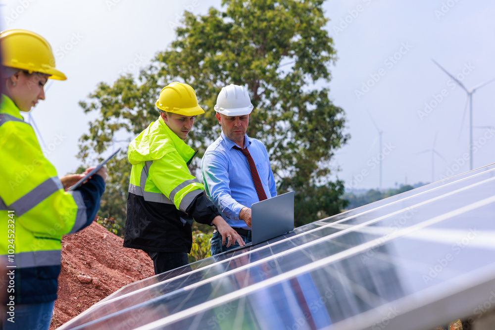 engineers operating and check generating power of solar power plant engineers operating and check generating power of solar power plant