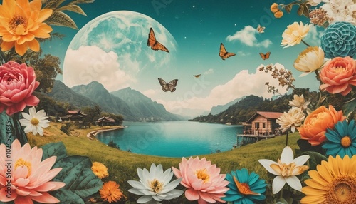 Vintage Style Collage Art Featuring Retro Imagery and Nostalgic Elements for Creative and Artistic Design Themes