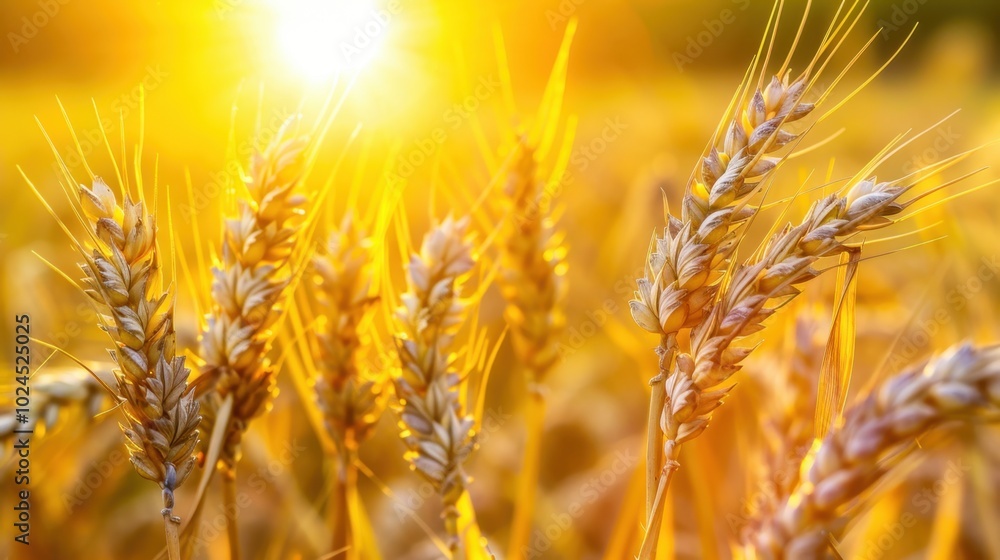 Golden Wheat Field Under Bright Morning Sunlight Golden Wheat Field Under Bright Morning Sunlight