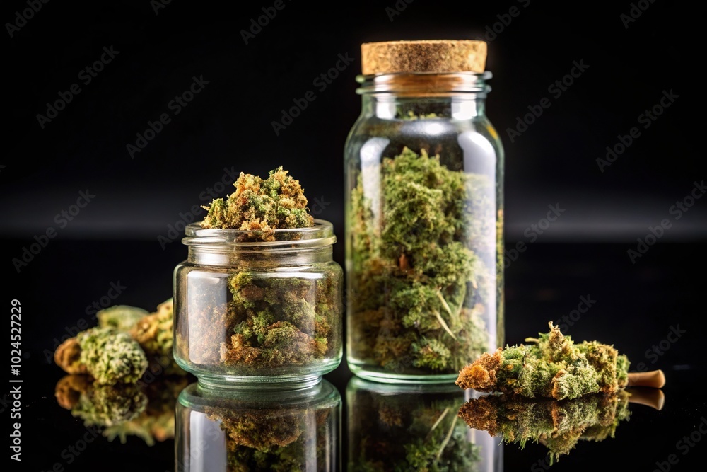 Medicinal marijuana cannabis in a bottle Medicinal marijuana cannabis in a bottle