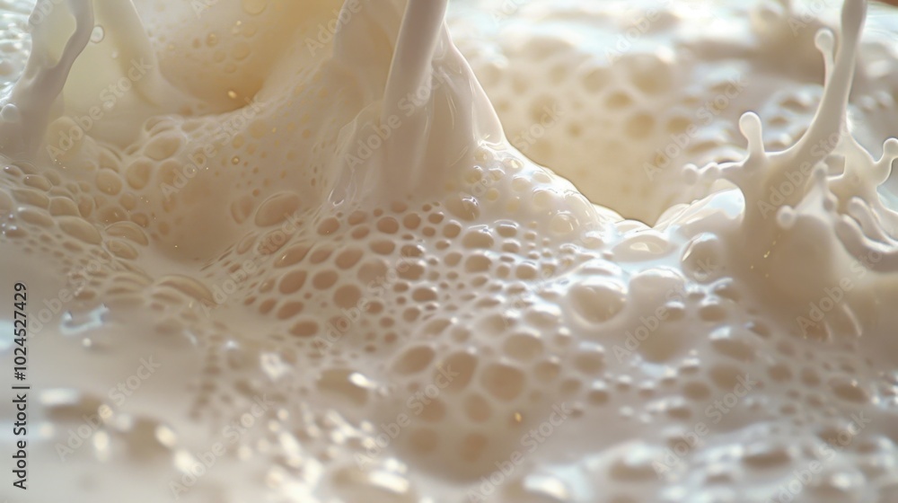 Creamy Milk Splash with Air Bubbles and Foam Creamy Milk Splash with Air Bubbles and Foam