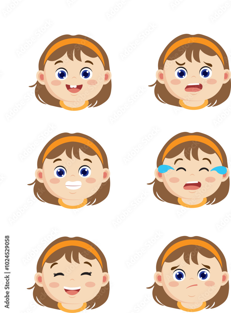 Set of girl expressions Set of girl expressions