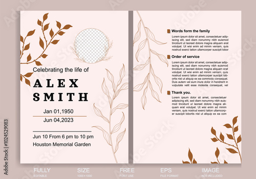 Flat design funeral order of service template