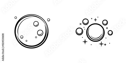 An icon line of soap bubbles in a trendy style