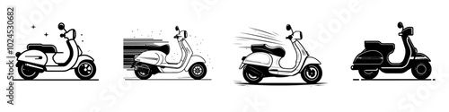 The motorbike speed icon line has a trendy, modern design