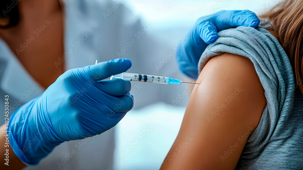 the doctor gives an injection to the patient the doctor gives an injection to the patient