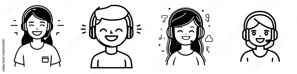 The customer service icon line is a modern design illustration template with a trendy look The customer service icon line is a modern design illustration template with a trendy look