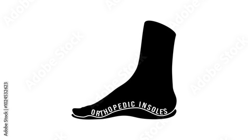 Orthopedic insoles, black isolated silhouette
