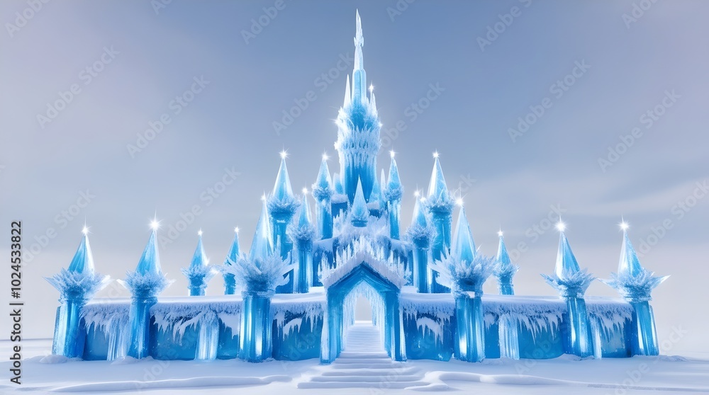 stunning ice palace with sparkling blue crystals and magic stunning ice palace with sparkling blue crystals and magic