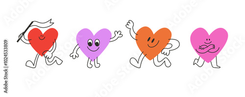 Vector logo design template and graphic elements for advertising, branding, posters and banners, funny cartoon illustrations with smiling character and mascots, abstract stickers and line icons