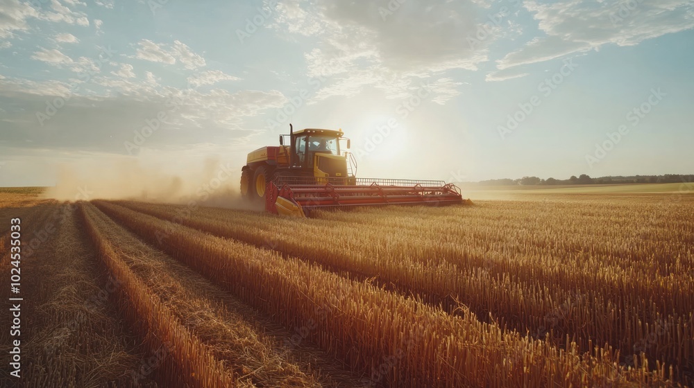 Fototapeta premium A team of professionals managing machinery in agriculture, working in unison in a modern farming environment