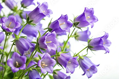 Medium shot of Canterbury bells campanula on white background