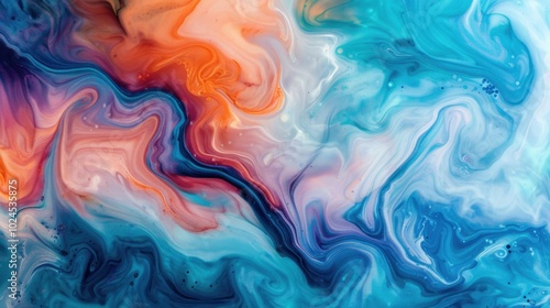 Colorful Abstract Swirls of Blue and Orange Patterns