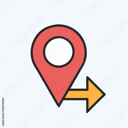 Navigation Icon with Directional Arrow vector art image.