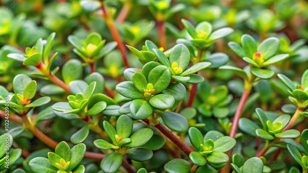 Obraz premium Medium shot of purslane plants portulaca oleracea ready for harvest