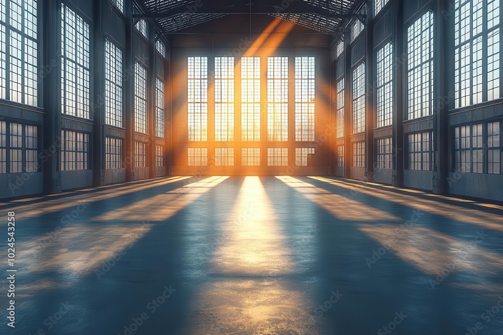threedimensional rendering of a vast empty warehouse space showcasing stark lines and shadows emphasizing the industrial atmosphere and potential for creative use or transformation threedimensional rendering of a vast empty warehouse space showcasing stark lines and shadows emphasizing the industrial atmosphere and potential for creative use or transformation