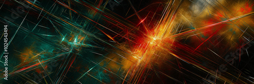 An abstract image of intricate intersecting lines of light. Artificial intelligence, cyberspace, spiritual, inspirational, digital, neural network, web banner, wallpaper, etc.