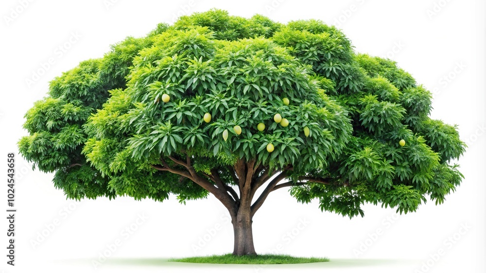 Medium shot ripe green mango tree isolated on white background Medium shot ripe green mango tree isolated on white background