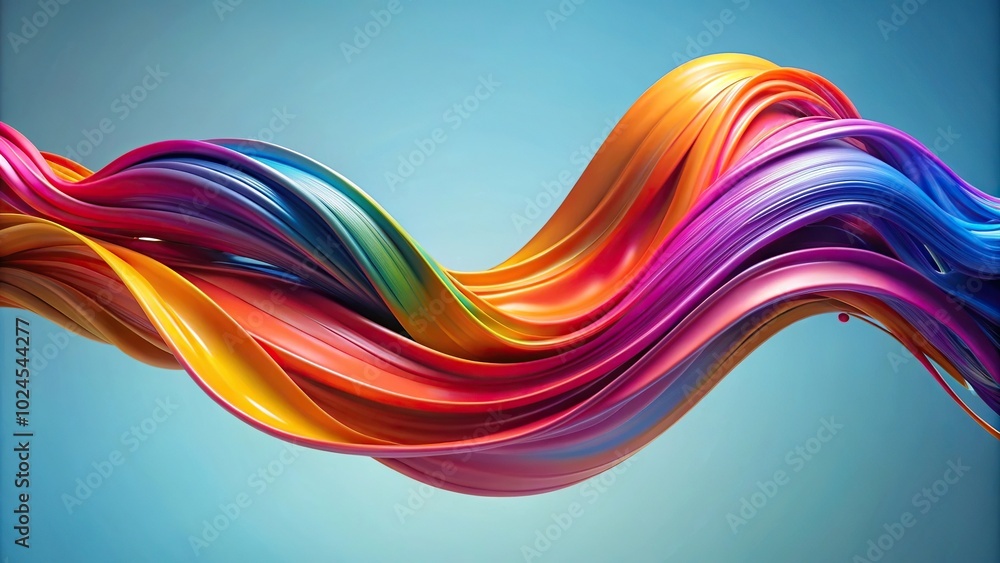 Medium shot wavy paint ribbon abstract brushstroke splash with colorful fluid elements Medium shot wavy paint ribbon abstract brushstroke splash with colorful fluid elements