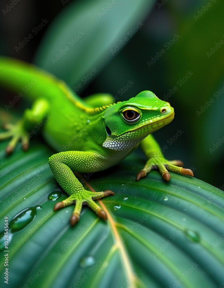 green lizard on a branch