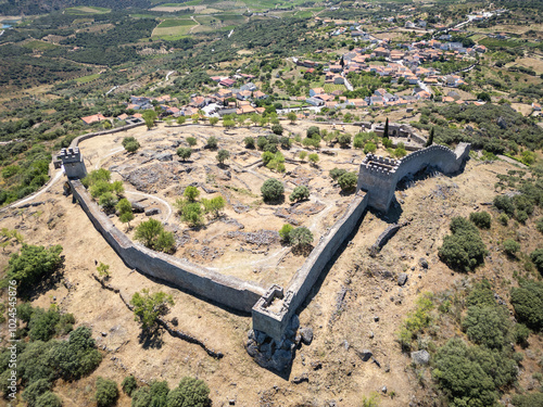 Aerial View of Numao Castle. Council of Vila Nova de Foz Coa. Portugal. Douro Region.