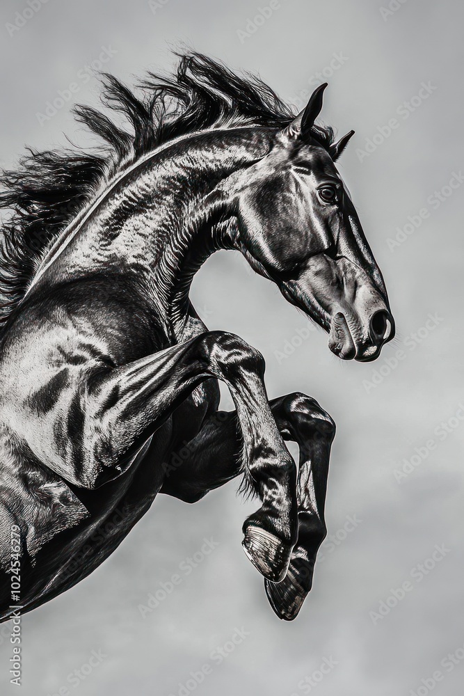 Obraz premium Magnificent horse leaping in powerful motion freeze